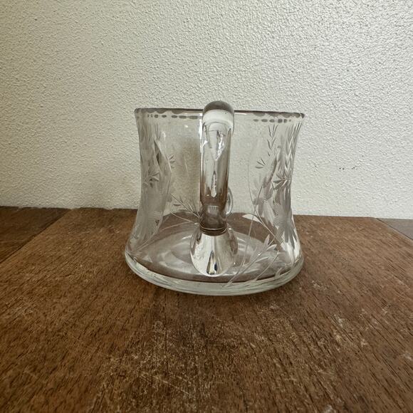 Vintage Pressed Glass Etched Floral Open Sugar Bowl - Picture 3 of 8